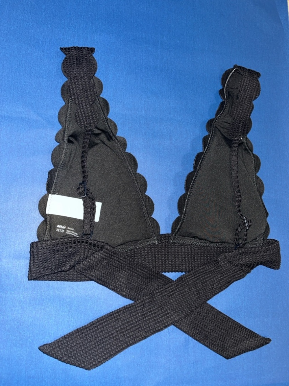 aerie Black Scallop-Trim Triangle Bikini Top and Bottom - Picture 3 of 9